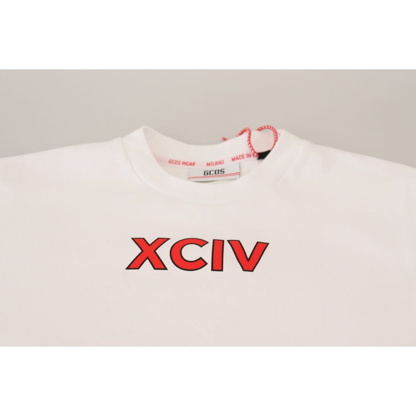 GCDS White Logo Print Cotton Short Sleeves T-shirt TSH8231 - 44