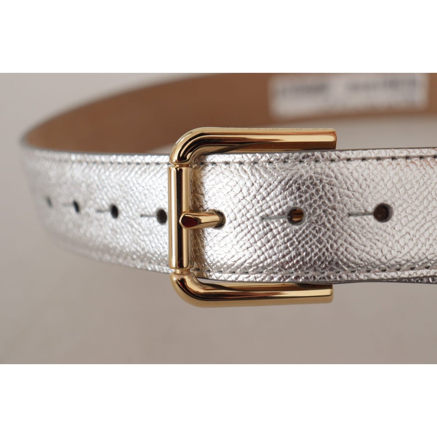 Dolce & Gabbana Silver Leather Gold Tone Logo Metal Waist Buckle Belt wmb167 - 65