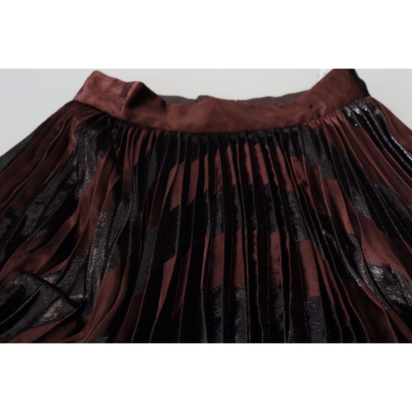 Dolce & Gabbana Brown Polyester High Waist A-line Maxi Skirt