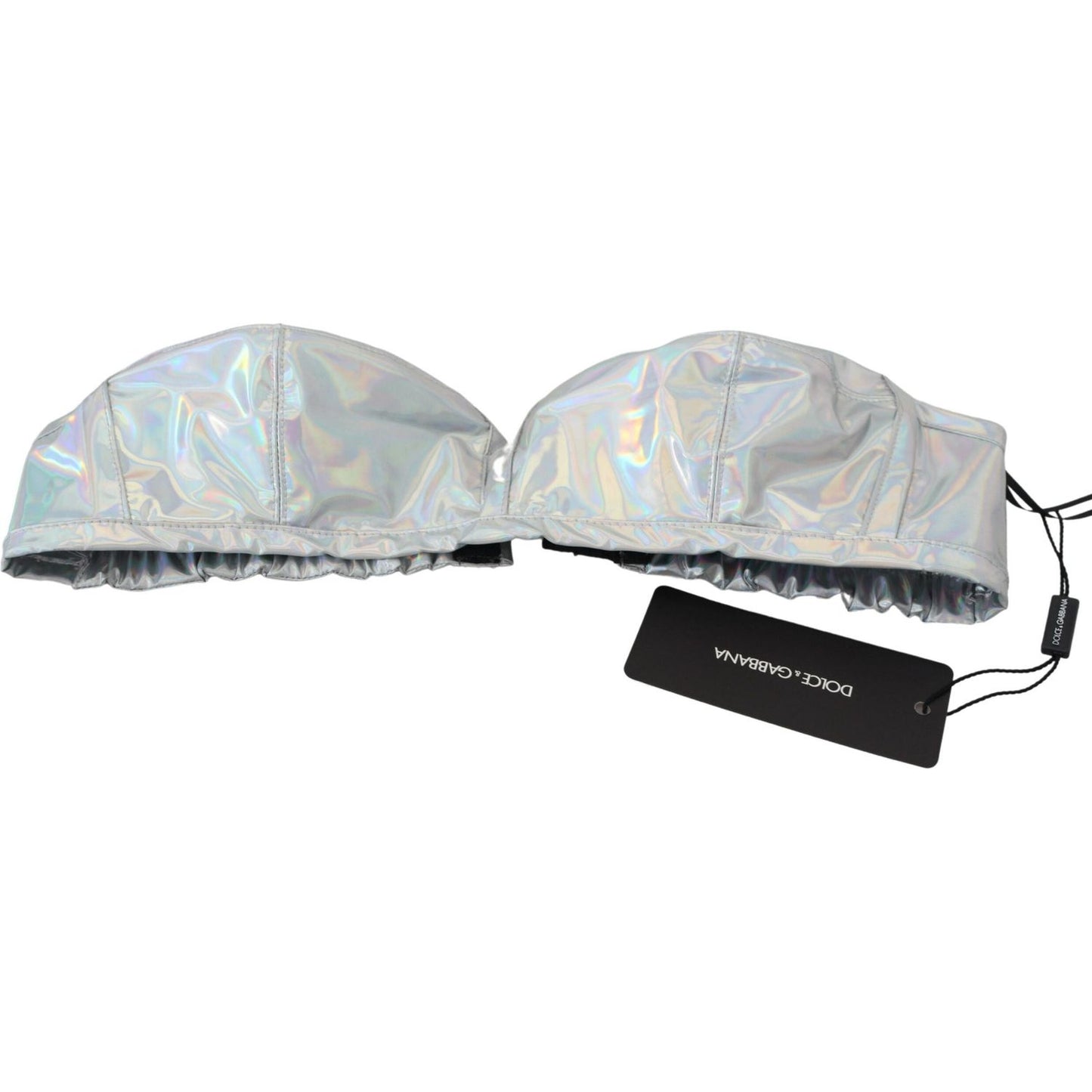 Dolce & Gabbana Silver Holographic Effect Bustier Brassiere Top TSH83154 -40