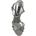 Dolce & Gabbana Silver Crystal Ankle Strap Sandals Shoes LA10368-39