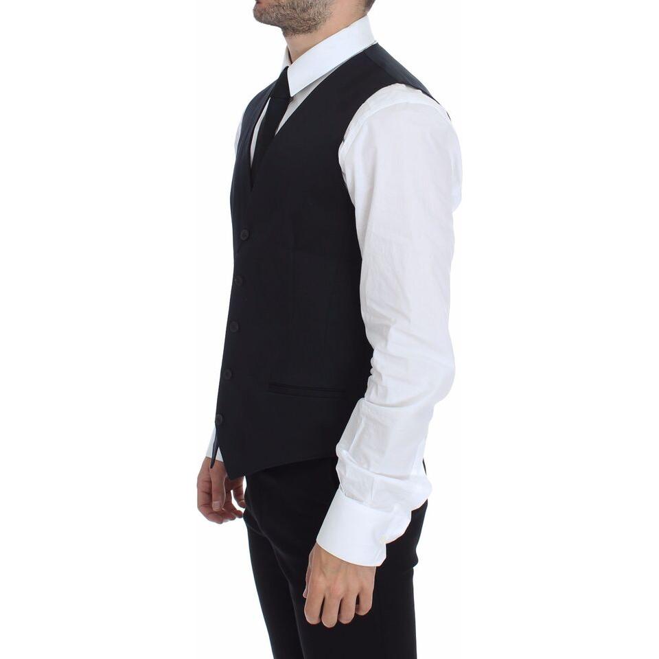 Dolce & Gabbana Blue Cotton Stretch Dress Vest Blazer