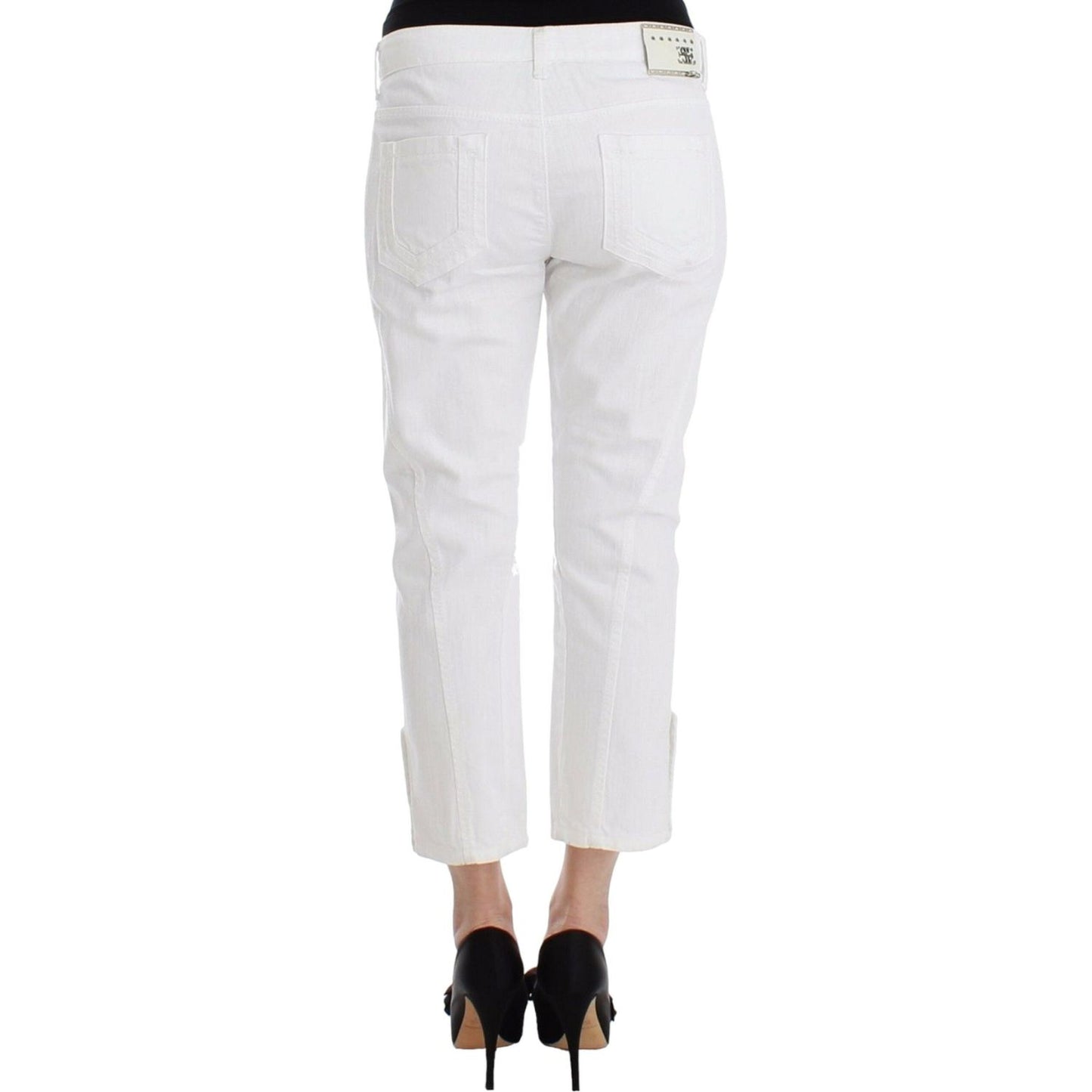 Ermanno Scervino White Cropped Jeans Denim Pants Branded Capri SIG12447-1