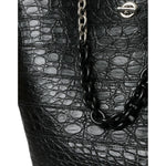 Balenciaga Black Exotic Skin Leather Maxi Bucket Tote Purse Bag