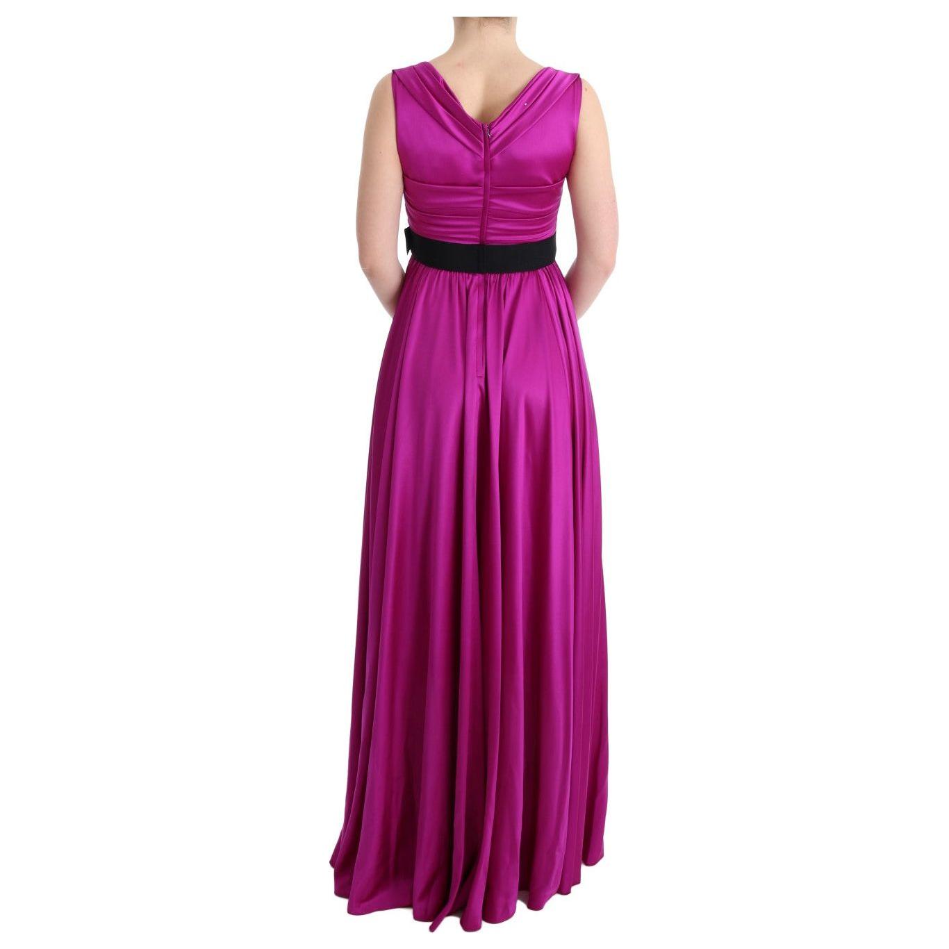 Dolce & Gabbana Pink Silk Stretch Shift Long Dress SIG60653-1