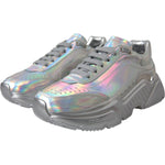 Dolce & Gabbana Silver Iridescent DAYMASTER Leather Sneakers Shoes LA11151-39