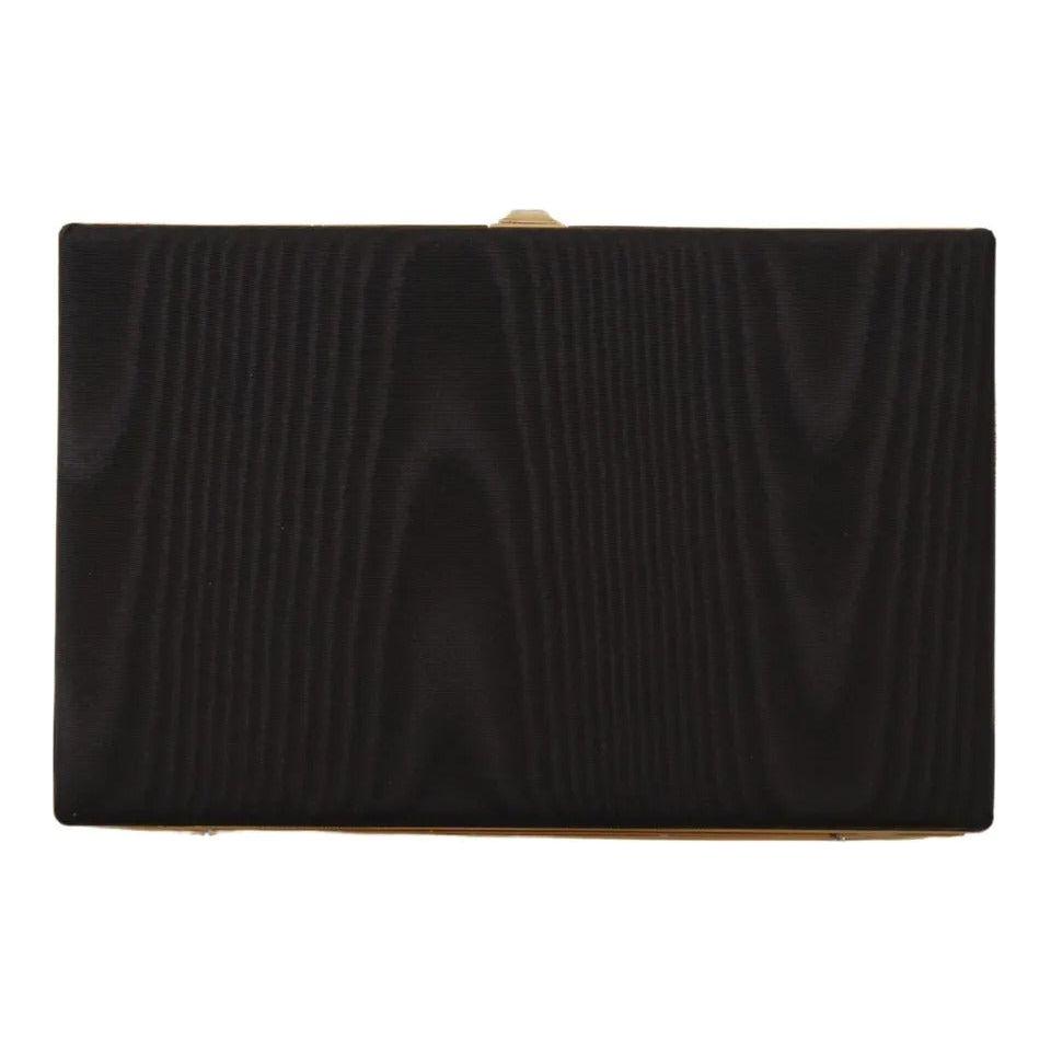 Dolce & Gabbana Black Silk Gold Frame Clutch Evening Party Purse Bag