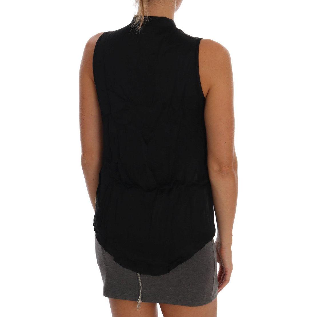Versace Jeans Black Sleeveless Viscose Blouse Top Blouse Top