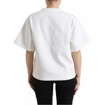 Dolce & Gabbana White Cotton Stretch Black HOT Crystal T-shirt TSH99919-M