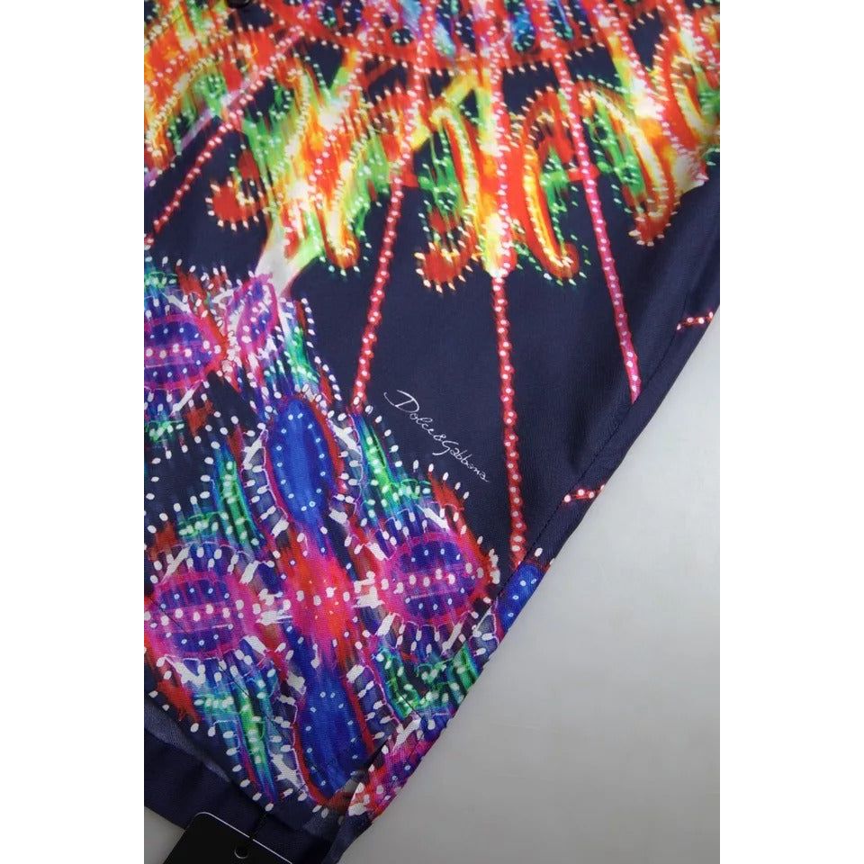 Dolce & Gabbana Multicolor Luminarie Print Men Silk Shirt TSH94189-38