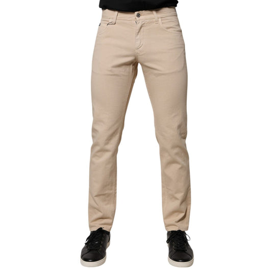 Dolce & Gabbana Beige Cotton Stretch Regular Men Denim Jeans