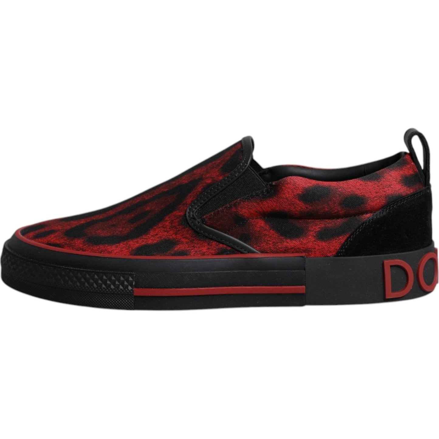 Dolce & Gabbana Red Black Leopard Cotton Men Low Top Sneakers Shoes MV6796#2-39