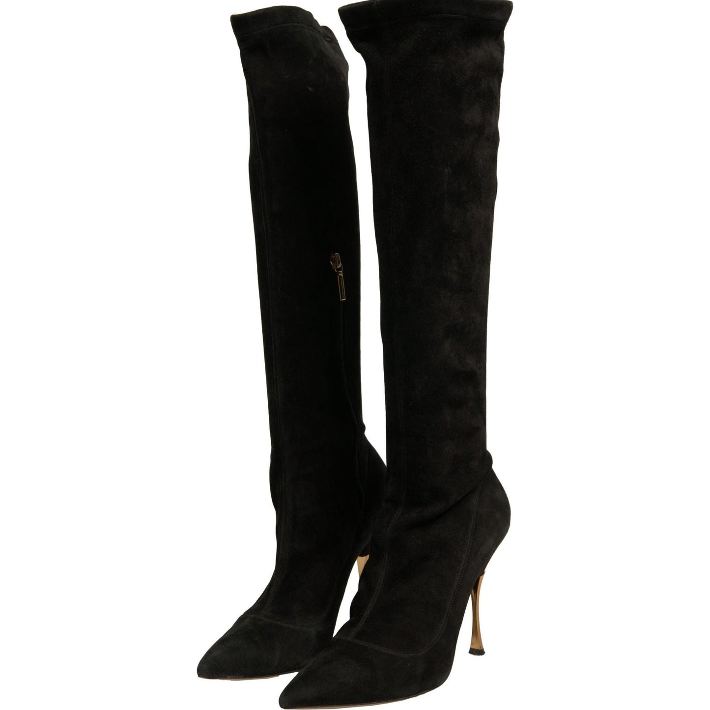 Dolce & Gabbana Black Suede Stiletto Knee High Boots Shoes LA12346-39