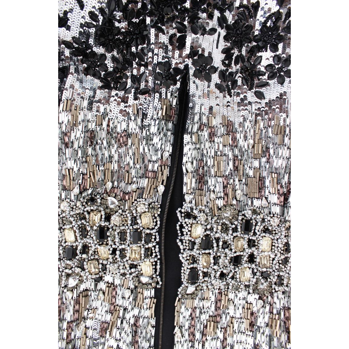 Dolce & Gabbana Crystal Silver Runway Handmade Dress SIG12480-1
