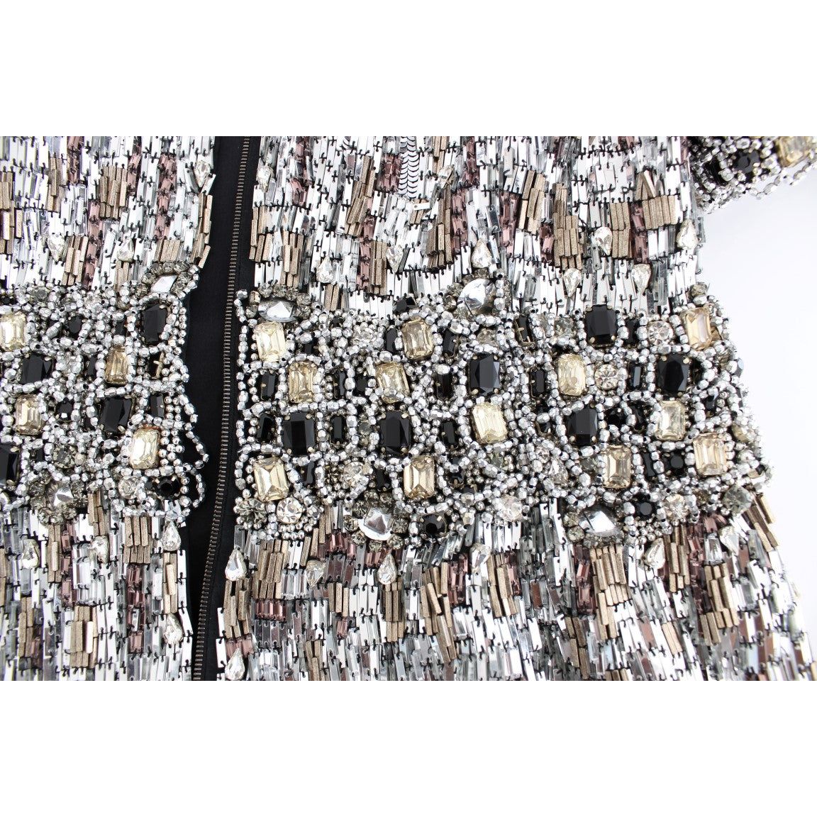 Dolce & Gabbana Crystal Silver Runway Handmade Dress SIG12480-1
