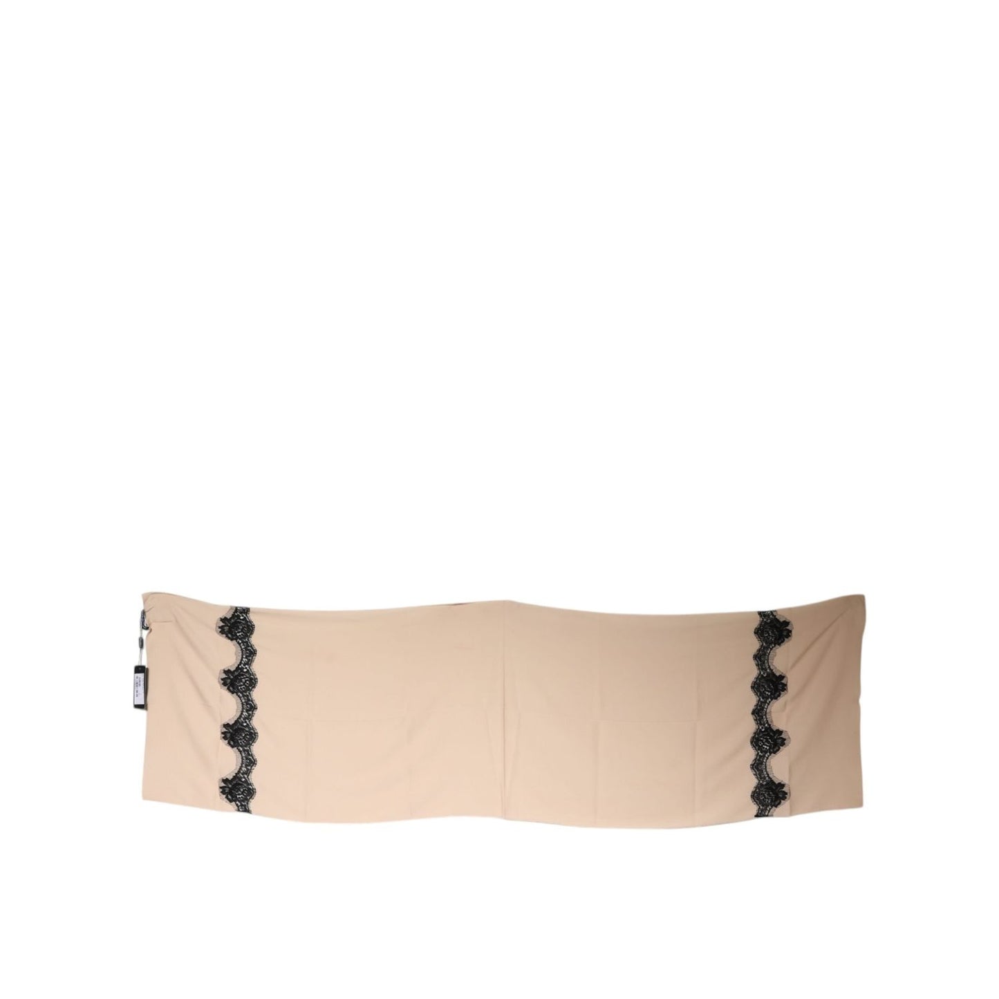 Dolce & Gabbana Beige Floral Lace Trim Silk Neck Wrap Scarf