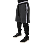 Dolce & Gabbana Black Gray Cotton Layered Men Sweatpants Pants PAN76047-48