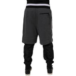 Dolce & Gabbana Black Gray Cotton Layered Men Sweatpants Pants PAN76047-48