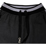 Dolce & Gabbana Black Gray Cotton Layered Men Sweatpants Pants PAN76047-48