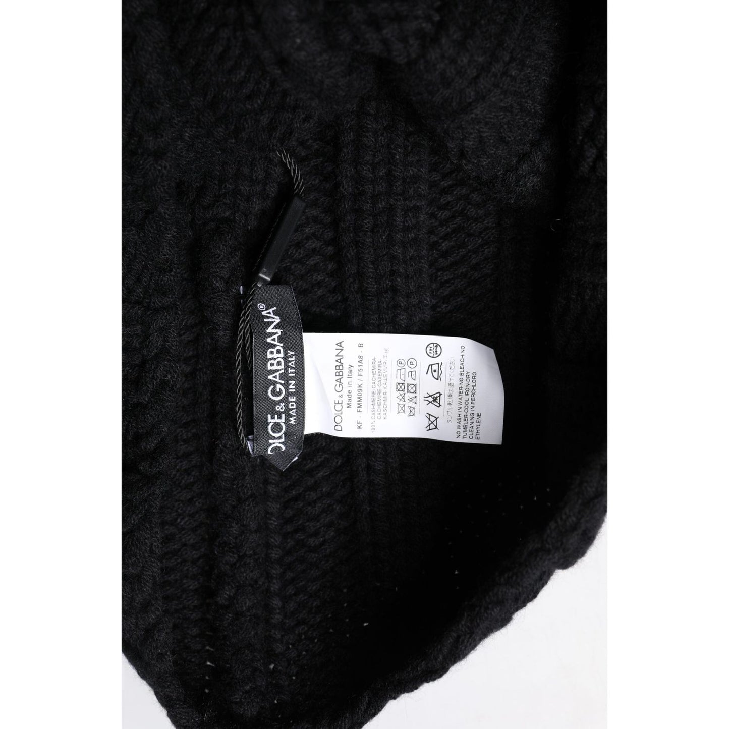 Dolce & Gabbana Black Cashmere Knitted Neck Warmer Foulard Scarf