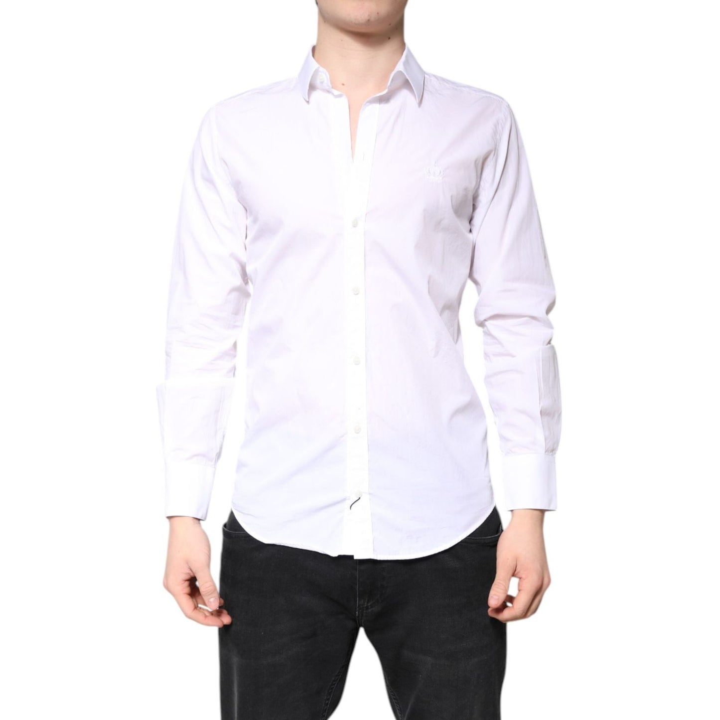 Dolce & Gabbana White MARTINI Cotton Men Formal Dress Shirt TSH86371-39