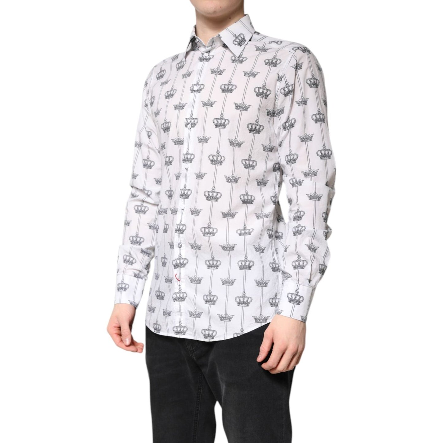 Dolce & Gabbana White Crown Cotton GOLD Formal Dress Shirt TSH86378-40