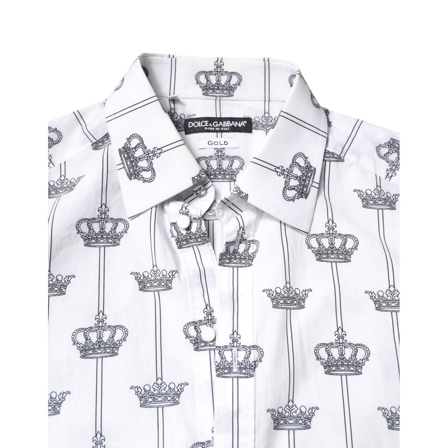 Dolce & Gabbana White Crown Cotton GOLD Formal Dress Shirt TSH86378-40