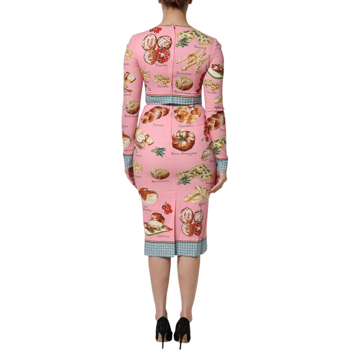 Dolce & Gabbana Pink Pastry Print Bodycon Sheath Midi Dress DR81696-38