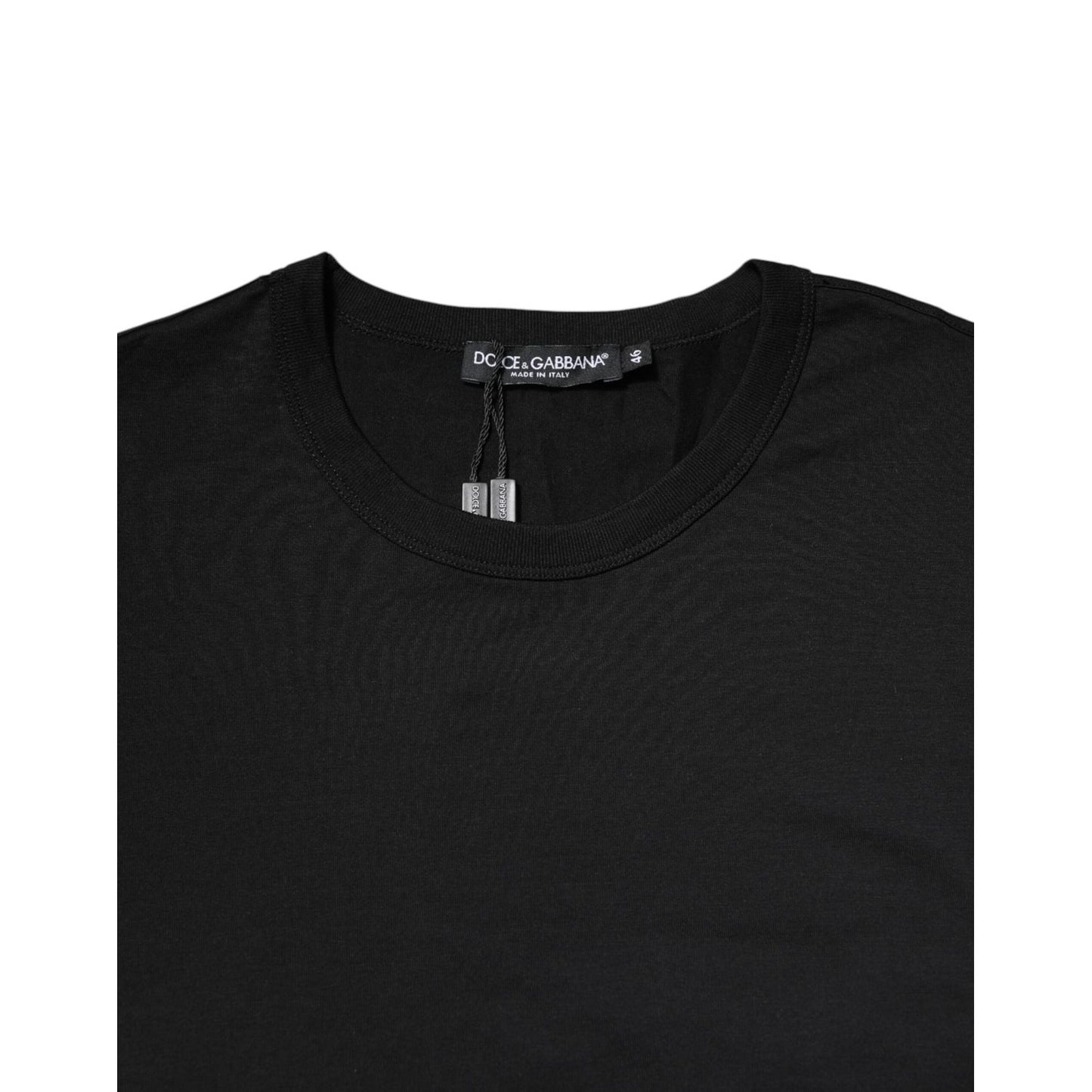 Dolce & Gabbana Black Cotton Short Sleeves Round Neck T-shirt