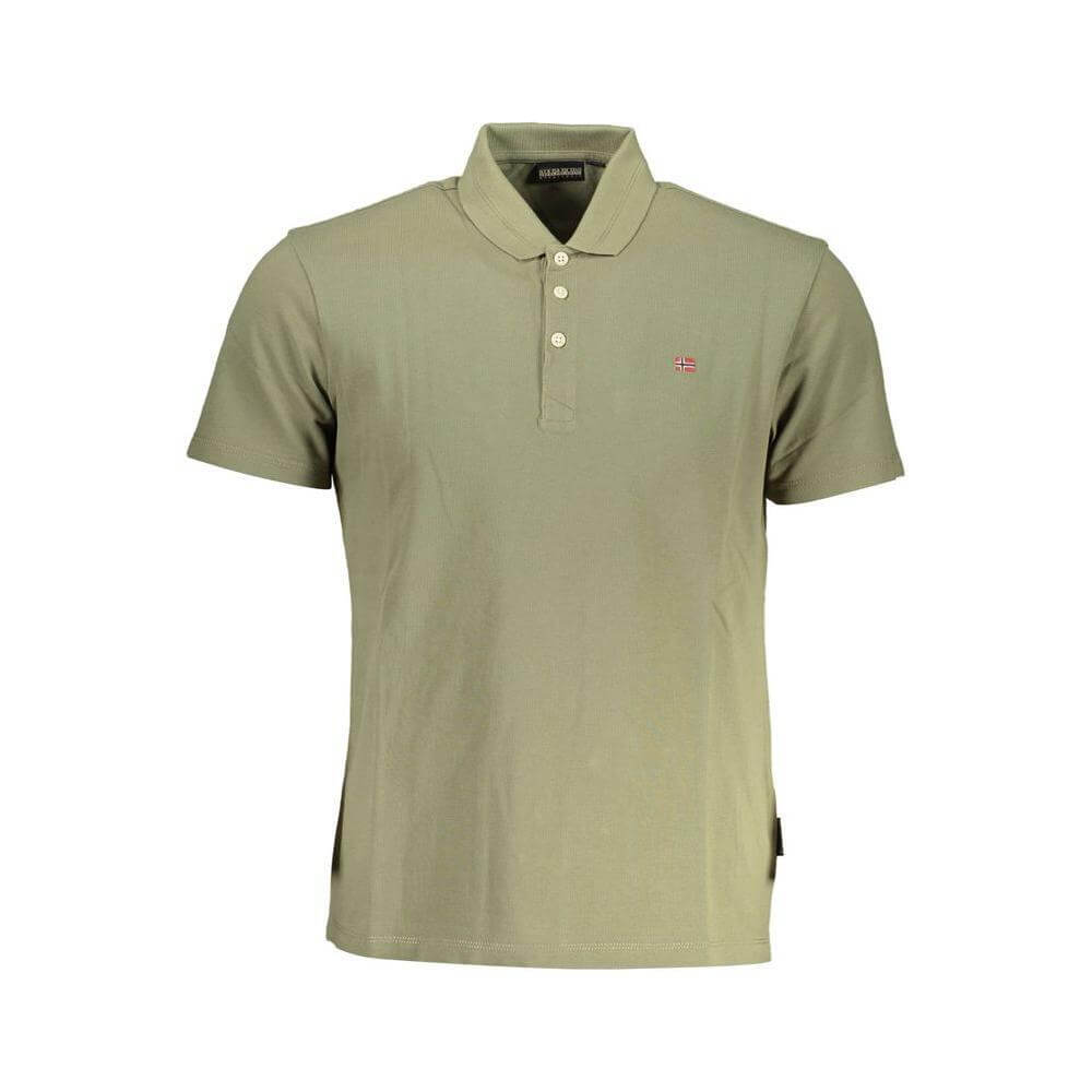Napapijri Green Cotton Men Polo Shirt NA-37465-M