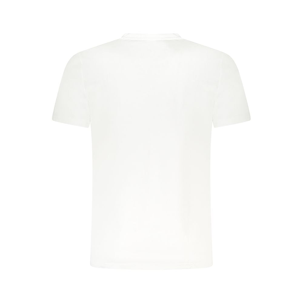 Back view of Cavalli Class White Cotton Men T-Shirt showcasing its luxurious cotton fabric and modern design.