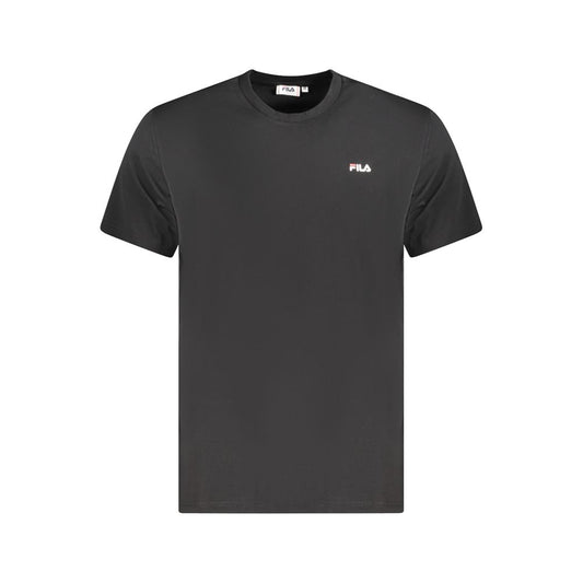 Fila Black Cotton Men T-Shirt with iconic logo and crew neck design, made from 100% organic cotton for comfort and style.