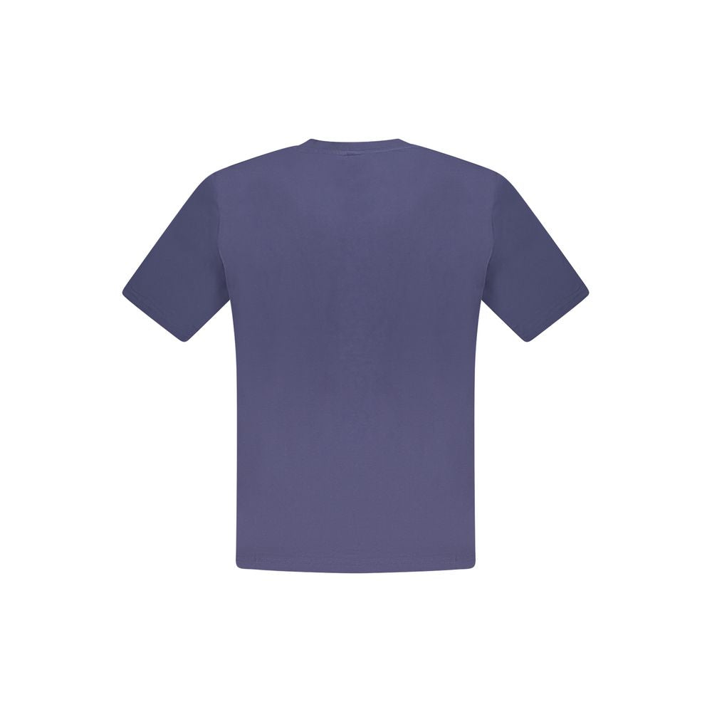 Back view of North Sails Blue Cotton Men T-Shirt showcasing short sleeves and crew neck.