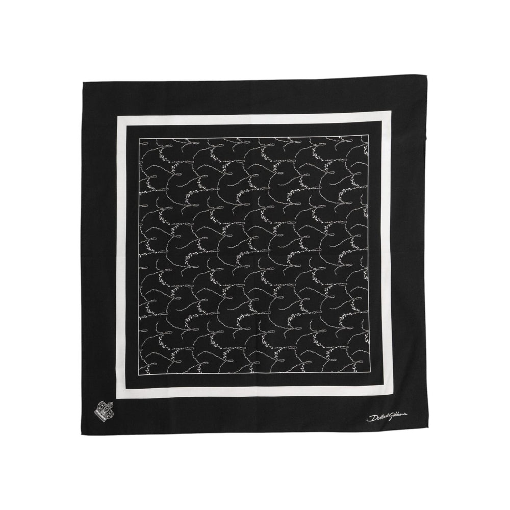 Dolce & Gabbana Black White Printed Square Foulard Scarf MS7236