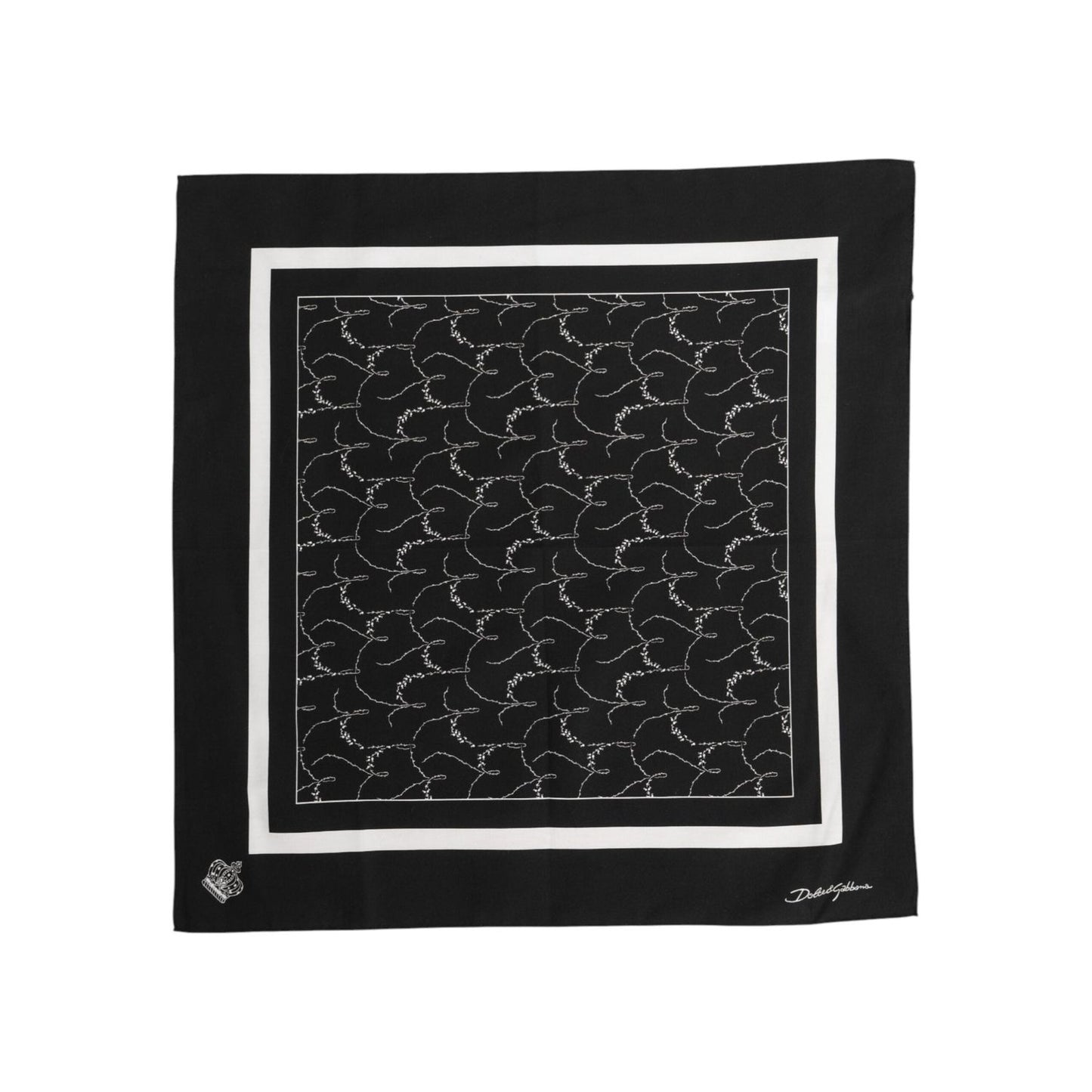 Dolce & Gabbana Black White Printed Square Foulard Scarf MS7236
