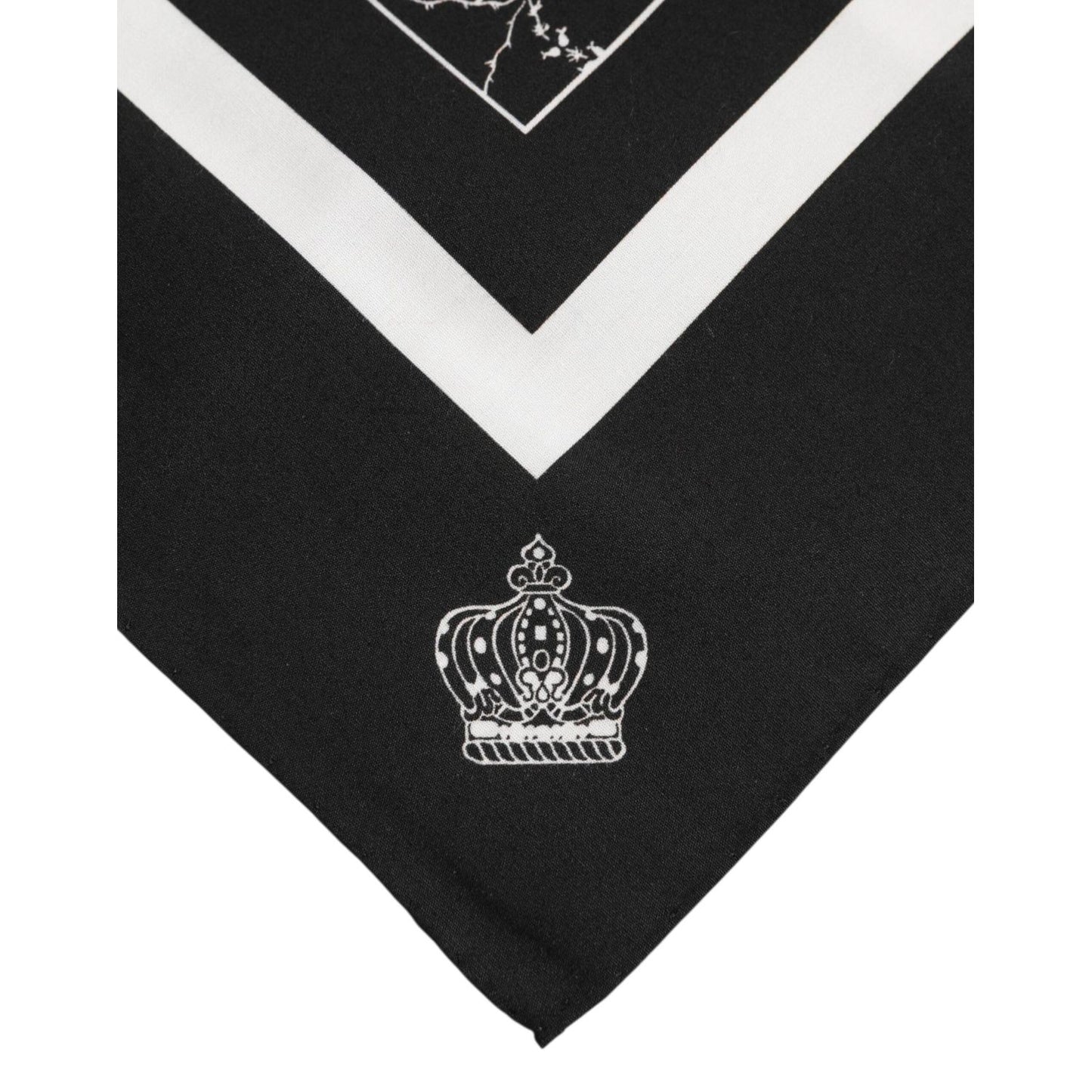 Dolce & Gabbana Black White Printed Square Foulard Scarf MS7236