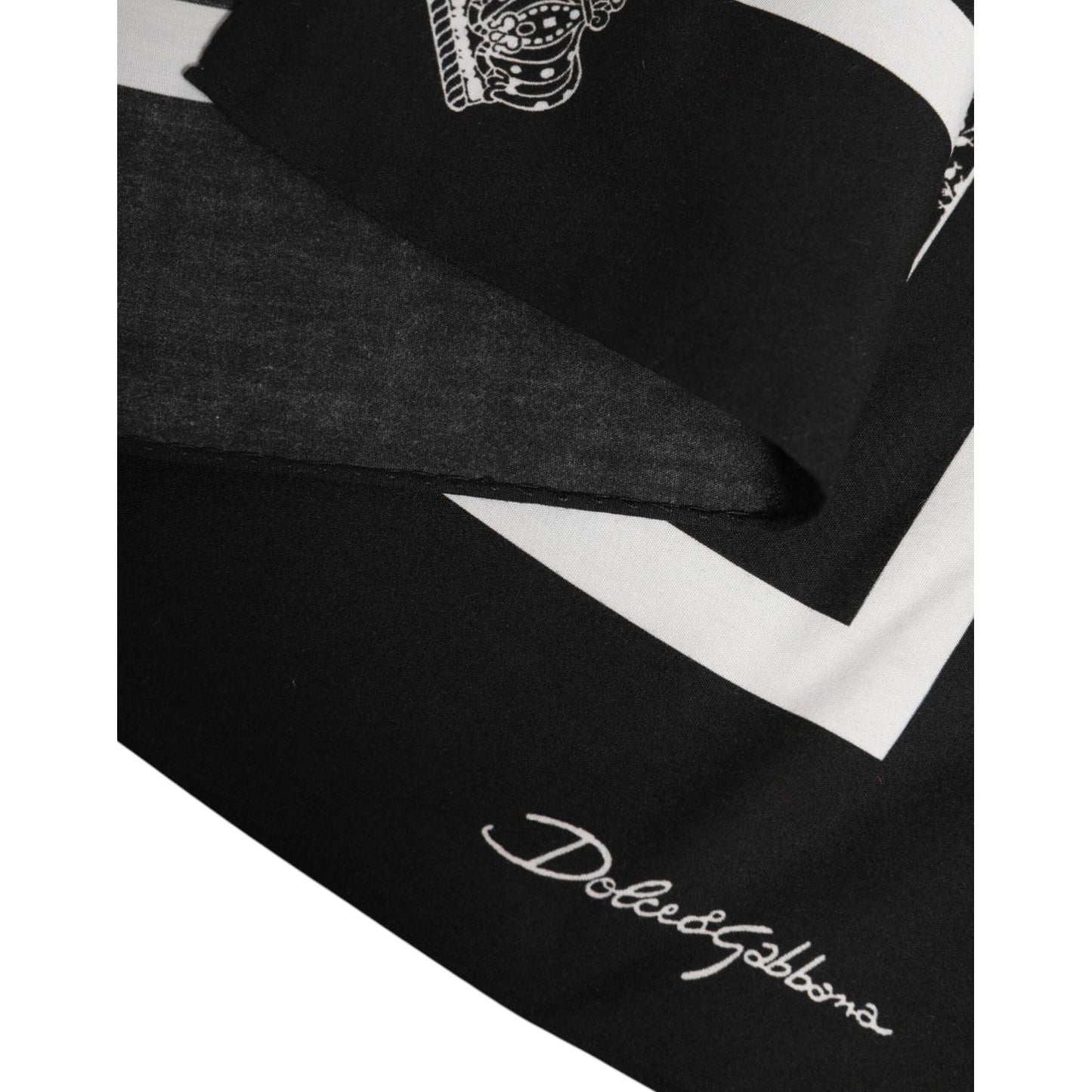 Dolce & Gabbana Black White Printed Square Foulard Scarf MS7236