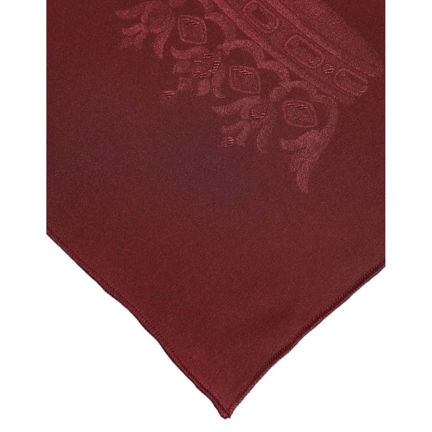 Dolce & Gabbana Maroon Silk Crown Square Men Foulard Scarf MS7245