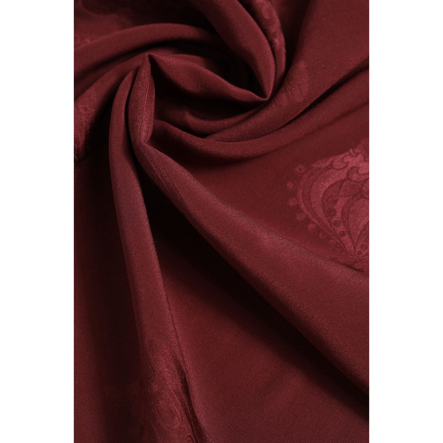 Dolce & Gabbana Maroon Silk Crown Square Men Foulard Scarf MS7245