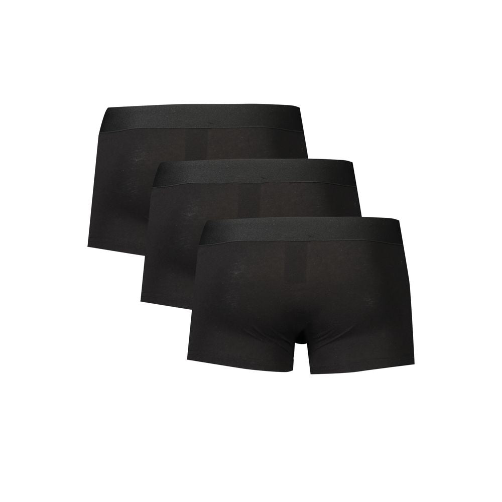 Bikkembergs Black Cotton Underwear tri-pack boxer with elastic waistband and logo print.