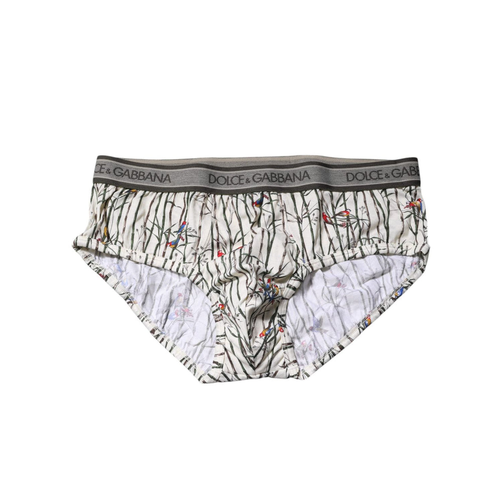 Dolce & Gabbana Ivory Bird Print Cotton Regular Brief Underwear
