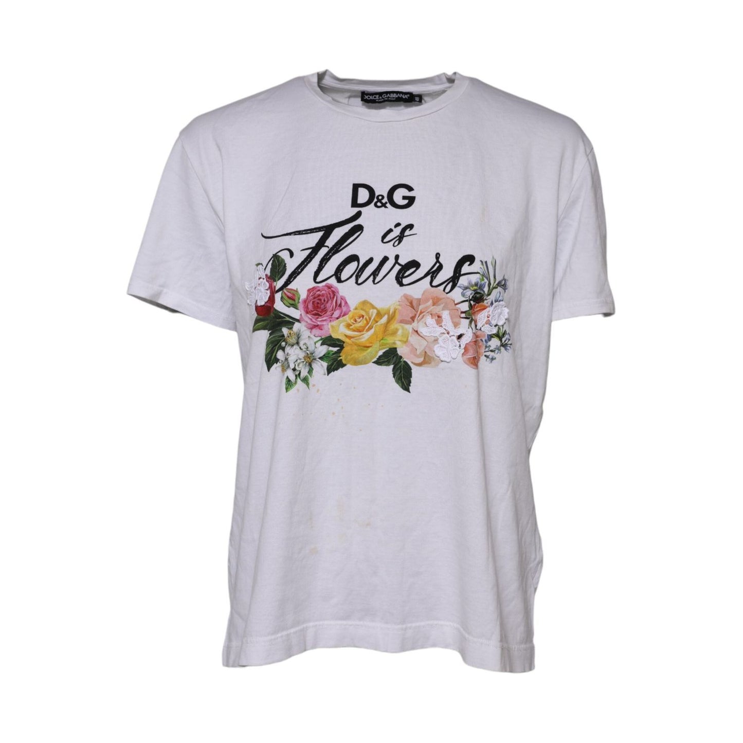 Dolce & Gabbana White Printed Cotton Short Sleeves T-shirt