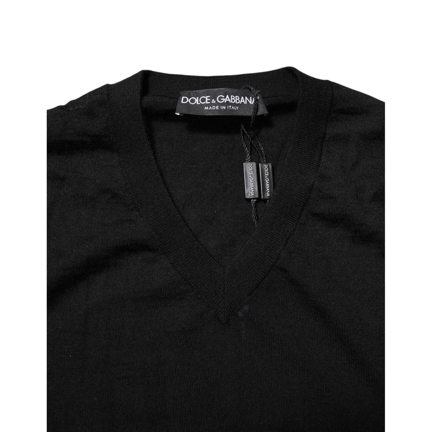 Dolce & Gabbana Dark Gray Embroidered Logo Pullover Sweater