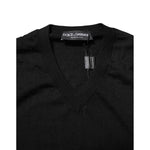 Dolce & Gabbana Dark Gray Embroidered Logo Pullover Sweater
