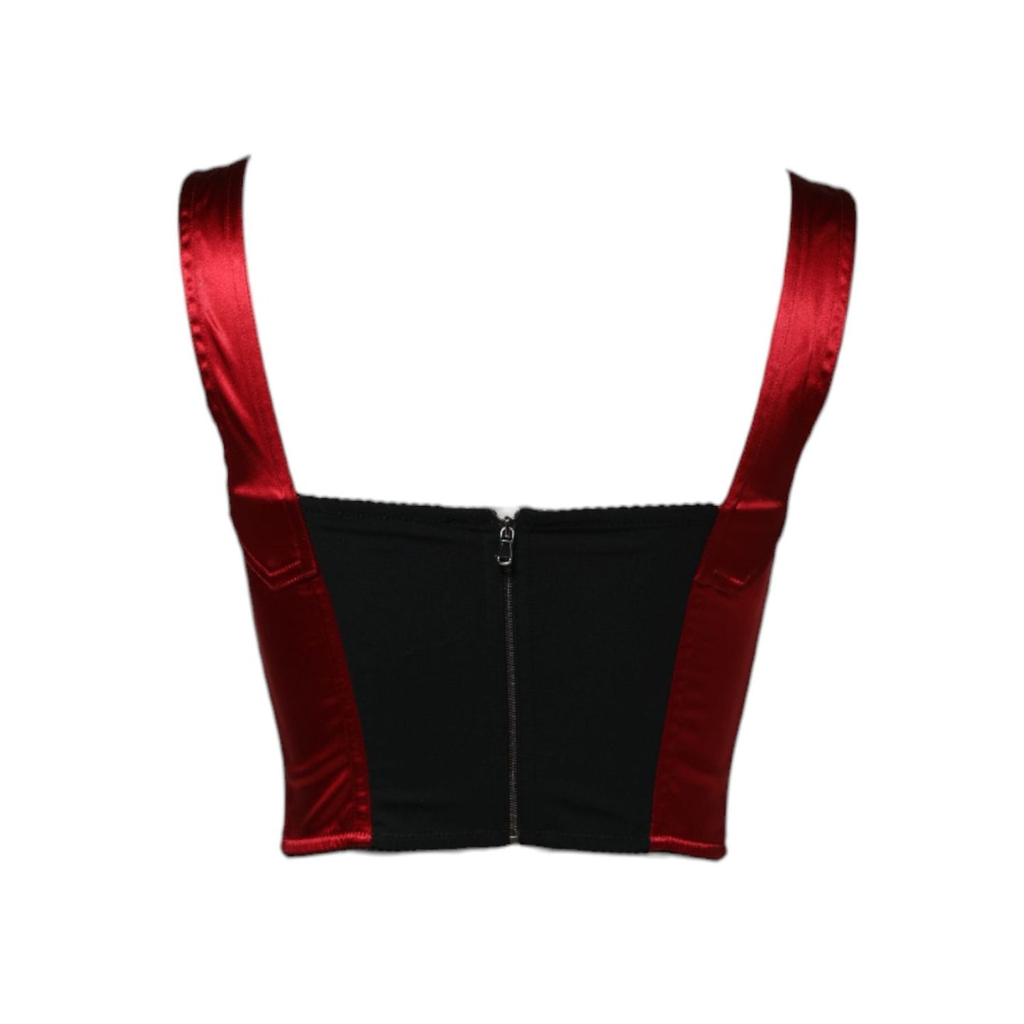 Dolce & Gabbana Red Bustier Sleeveless Corset Cropped Top