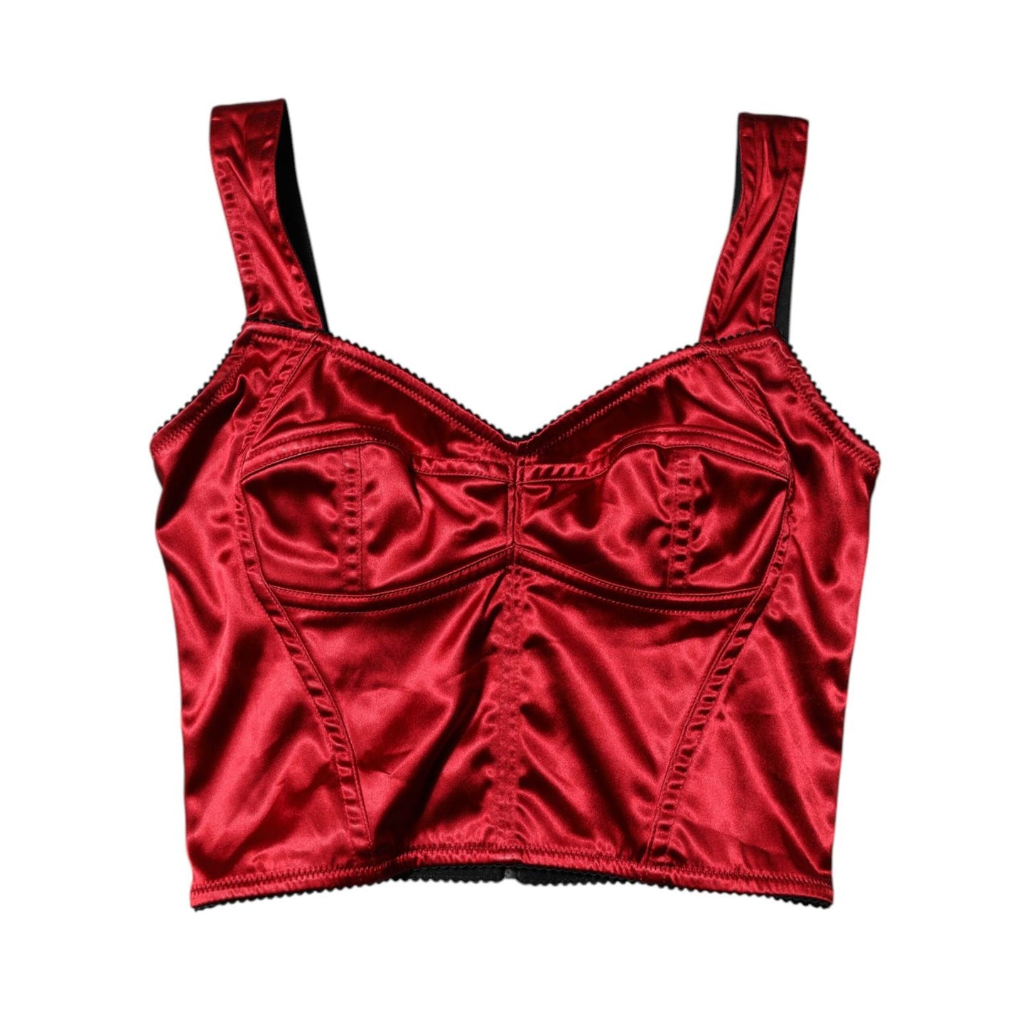 Dolce & Gabbana Red Bustier Sleeveless Corset Cropped Top