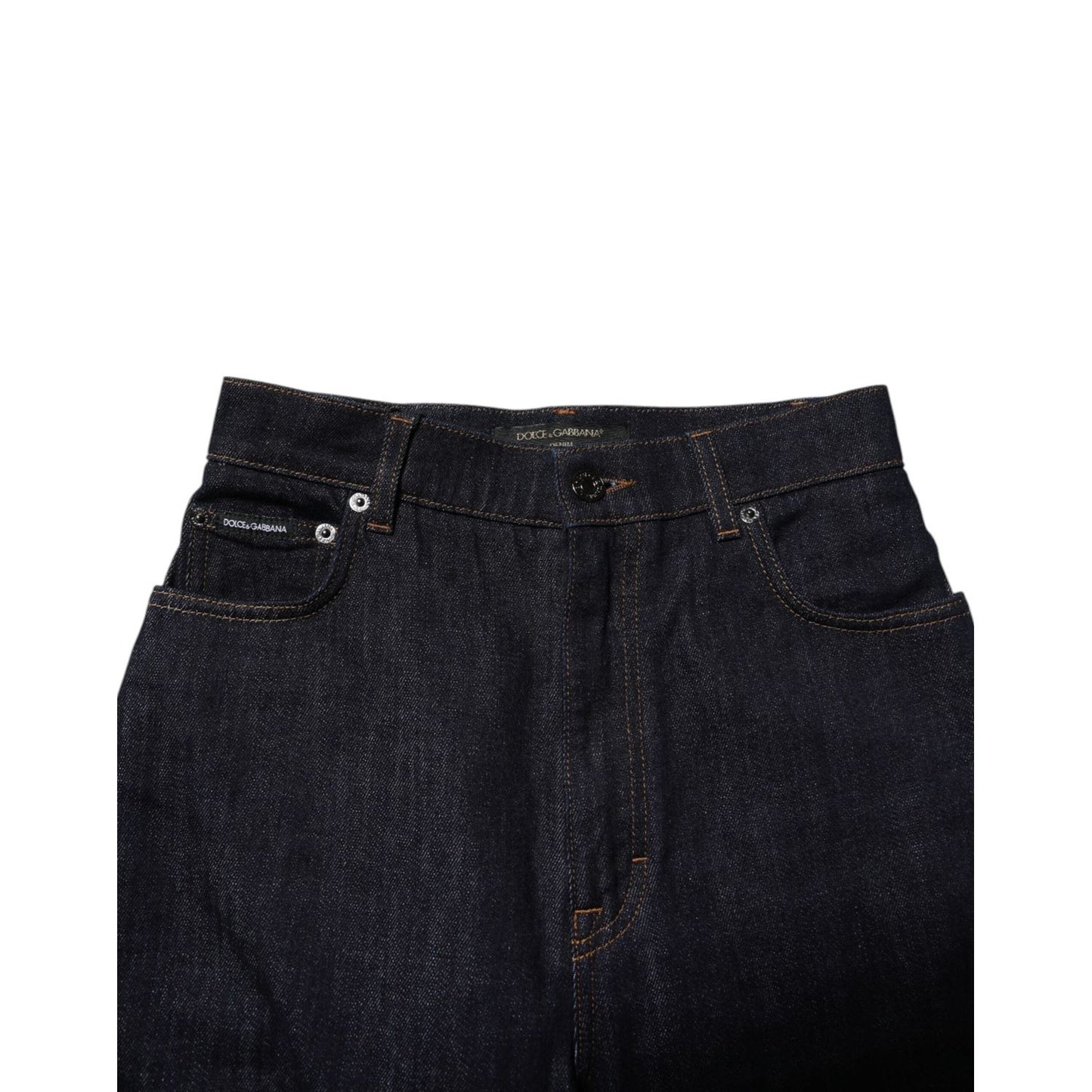 Dolce & Gabbana Blue Cotton High Waisted Flared Denim Jeans