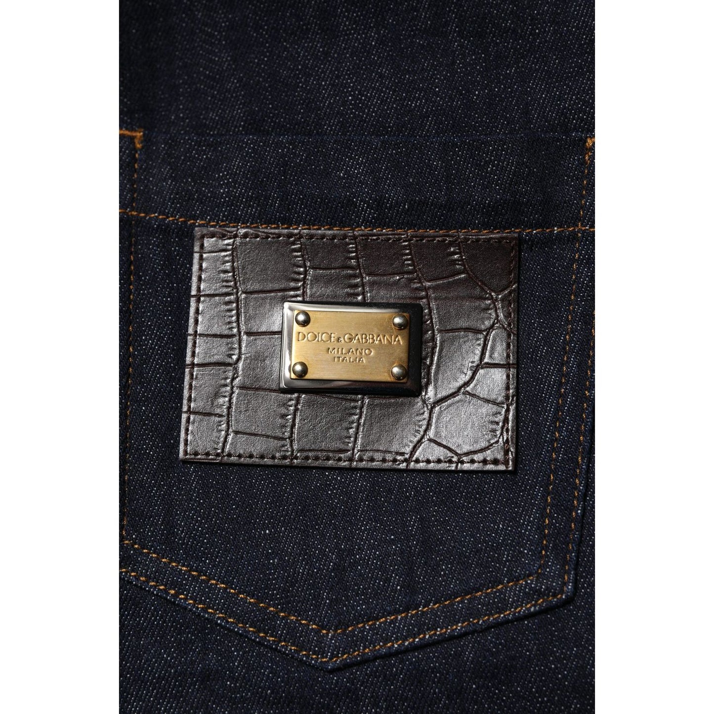 Dolce & Gabbana Blue Cotton High Waisted Flared Denim Jeans