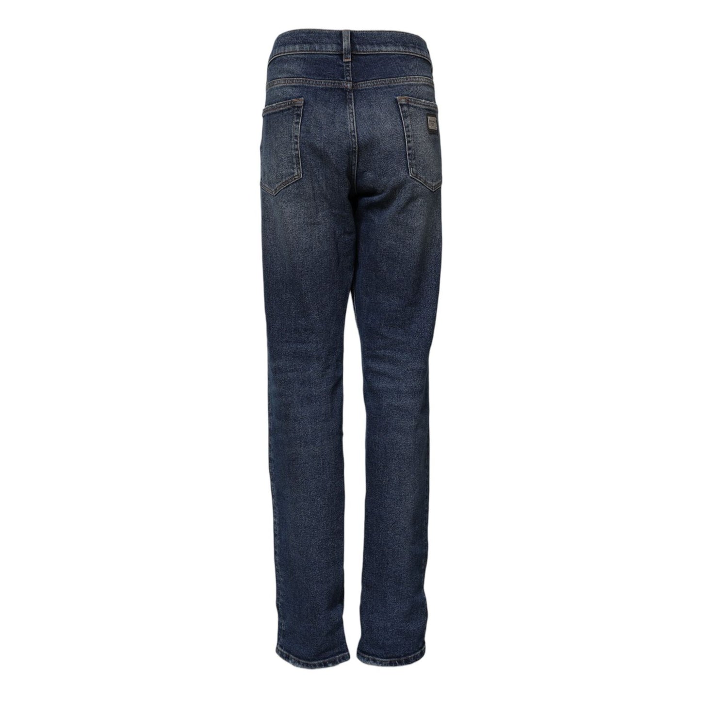 Dolce & Gabbana Blue Cotton Mid Waisted Straight Denim Jeans PAN76404-56