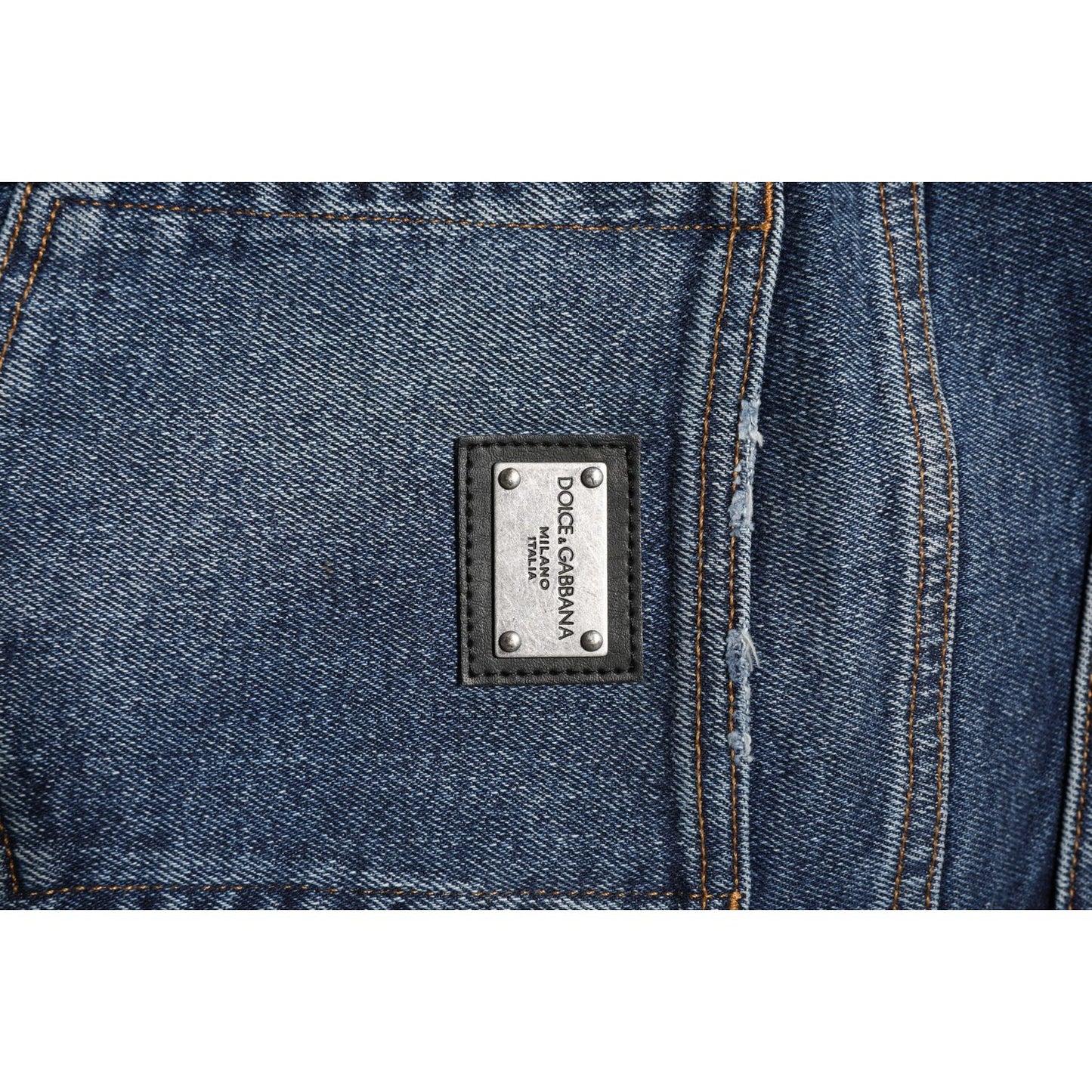 Dolce & Gabbana Blue Cotton Mid Waisted Straight Denim Jeans PAN76404-56